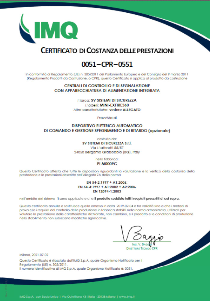 CERTIFICAZIONI ANTINCENDIO